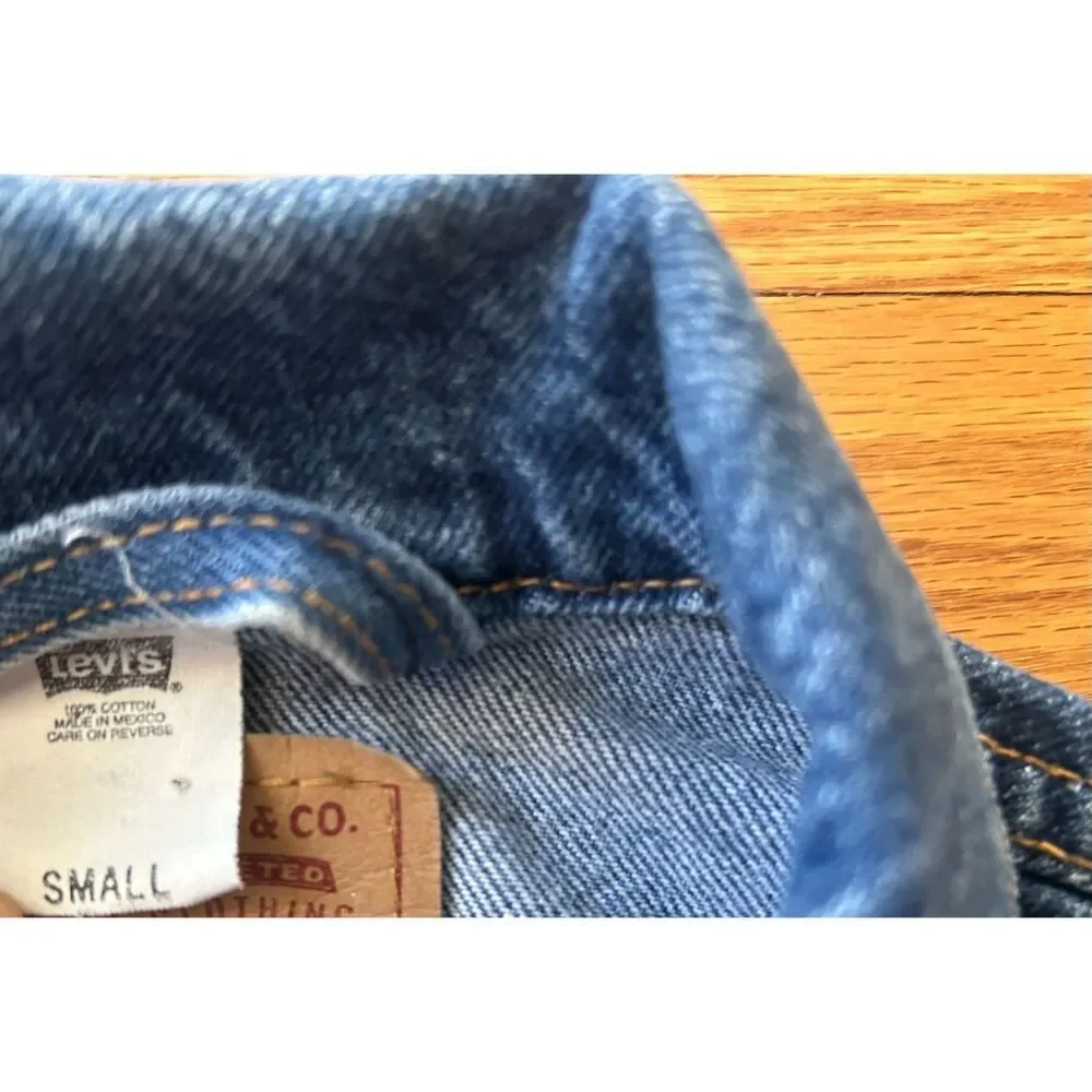 Levis Jacket Kids S Blue Denim Dark Wash Flap Pockets Trucker Country Y2K Unisex